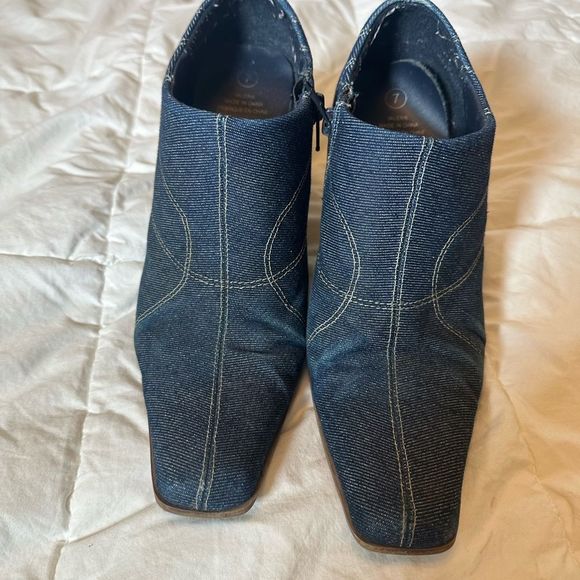 Vintage premier collection women's heels square toe denim low ankle sz 7 Y2K - Picture 11 of 12